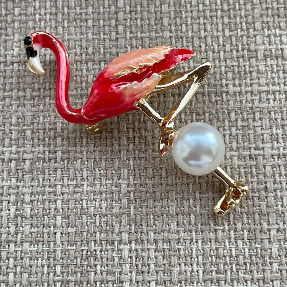 Flamingo Brooches Women Brooch Fashion Jewelry Pink Enamel Pin Bird Brooch - Picture 2 of 10